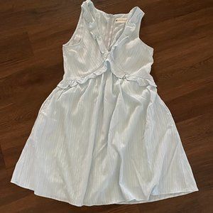 The Impeccable Pig Sleeveless Ruffled Lined Dress Blue Size S